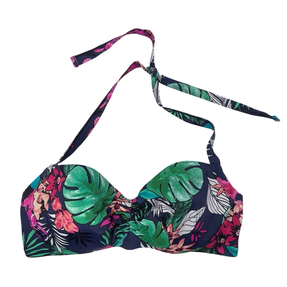 Coastal Blue tropical design padded bikini swim top women’s size 2XL